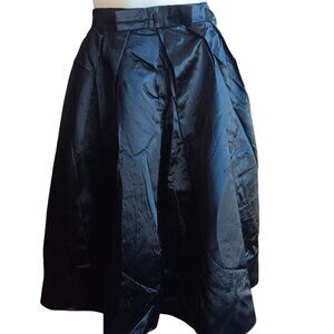 Vintage 1960's Skirt MEDIUM 24W 24" JET BLACK SATIN 23" LONG HOT PLEATED SKIRT